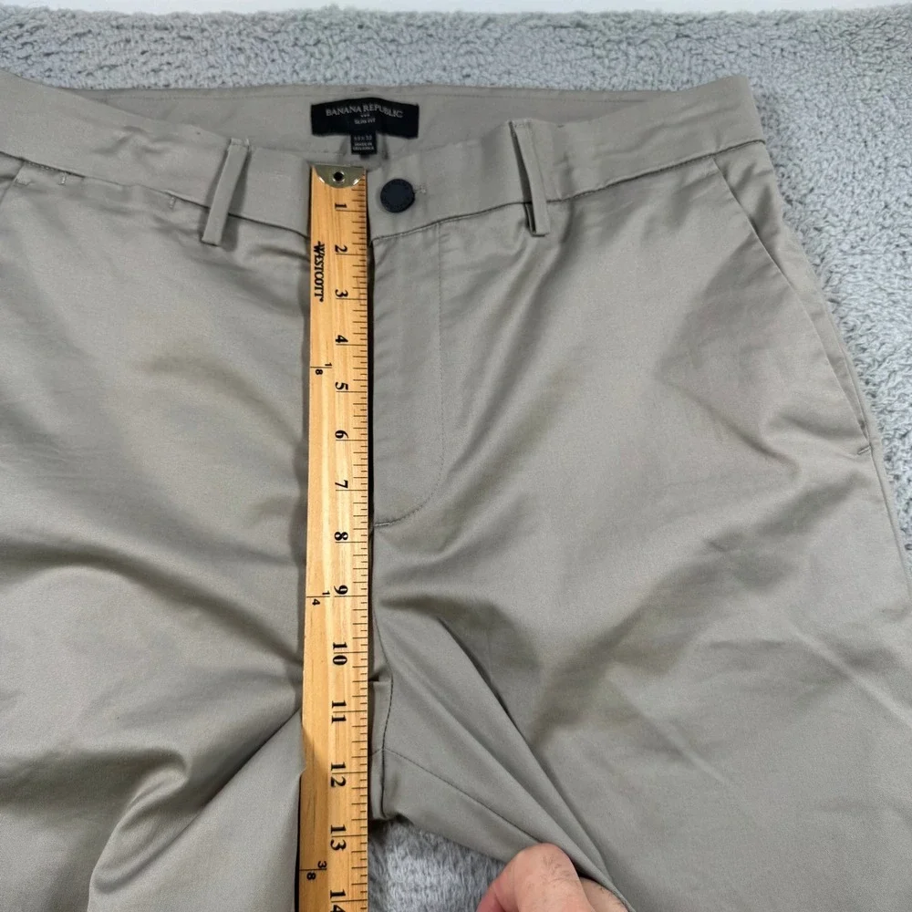 Banana Republic Slim Fit Khaki Chino Pants Mens 33x32 Tan Stretch Cotton Blend